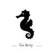 A simple silhouette of a seahorse. Vector icon for logos.