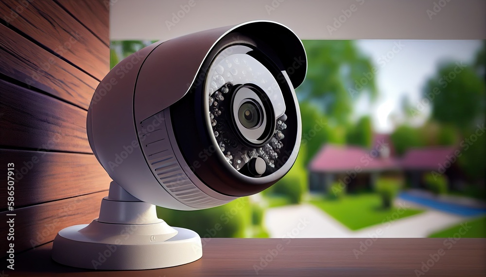 modern home insurance security concept, monitoring with difital camera ...