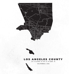 Wall Mural - Los Angeles County Map, California Vector Poster and Flyer
