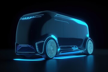 Poster - A modern robotic self-driving truck is driving on the road.Futuristic, modern illustration. Innovative technologies. Generative ai