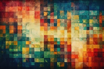 Poster - colorful abstract squares arranged in a pattern. Generative AI