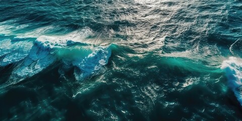 Poster - View of the blue sea surface of the water.Aerial view. Panoramic shot. Generative AI