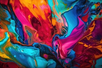 Poster - vibrant and colorful abstract painting. Generative AI