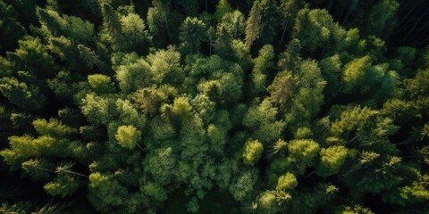 Poster - Beautiful bird's-eye view of the rainforest.Aerial view. Panoramic shot. Generative AI