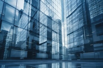 Poster - modern glass skyscraper with a sleek design and many windows. Generative AI