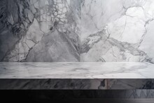 Sleek Marble Countertop With A Minimalist Black And White Background. Generative AI