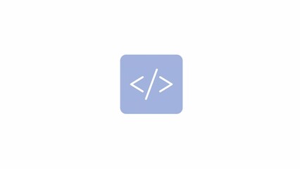 Fototapete - Animated code commenting button. Symbols in programming. Flat cartoon style icon 4K video footage for web design. Color isolated element animation on white background with alpha channel transparency