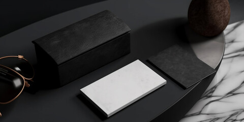 white black Minimalist feminine branding / business card mockup Generative AI