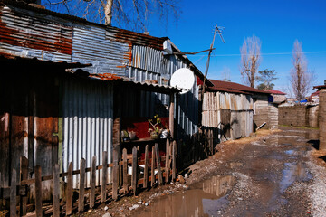 Wall Mural - Old shabby houses in the slum district