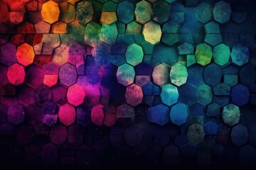 Poster - vibrant abstract background with hexagonal shapes. Generative AI