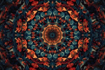 Poster - an abstract red and blue flower. Generative AI