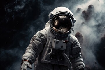 Wall Mural - Space suits isolated on space background.  Ai generated.