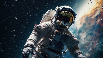 Wall Mural - Space suits isolated on space background.  Ai generated.