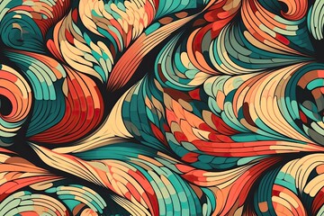 Poster - vibrant wavy pattern on a dark backdrop. Generative AI