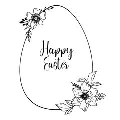 Sticker - Happy Easter. Flowers and eggs element for Easter day.