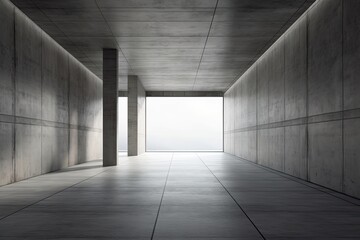  an Empty Room with Concrete Walls and Pillars. Generative AI