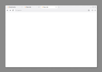 Aufkleber - Internet web browser window interface mockup, vector template of computer page screen. Website browser tab or PC internet window blank frame of web site tab with search bar, webpage background mock up
