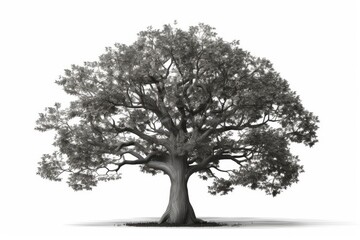 Poster - majestic black and white tree in a serene landscape. Generative AI