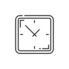 Poster - Clock timer outline icon, isolated alarm stopwatch. Vector watch face with vintage square dial. Black and white timepiece, antique wall watch, time sign