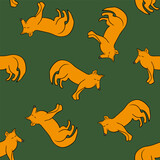 Fototapeta Dinusie - Vector isolated illustration of pattern with foxes.