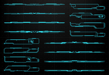 Leinwandbilder - HUD futuristic info box and borders, display interface elements, vector callout frames. HUD and Sci Fi or future technology screen frames and info boxes, virtual dashboard callout message borders