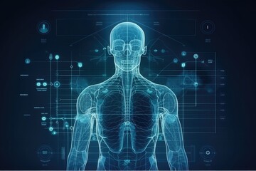 Poster - stylized representation of the human body in a modern and abstract way. Generative AI