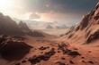 Mars planet surface illustration, uninhabitable planet, science fiction concept. Generative AI