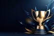 © Deivison - Golden trophy illustration on dark blue background. Generative AI