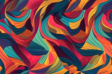 Poster - colorful abstract background with wavy lines. Generative AI