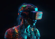 © ADDICTIVE STOCK - Humanoid portrait with VR glasses made by computer circuits. Metaverse concept. Generative AI