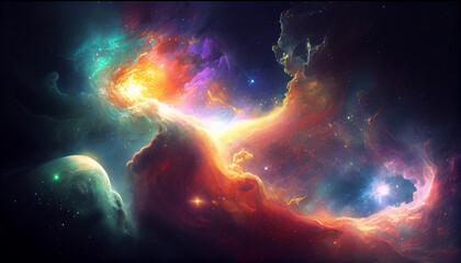 Wall Mural - Nebula and galaxies in space Abstract cosmos background Ai generated image