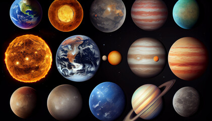 Wall Mural - Planets of the solar system in the universe Ai generated image