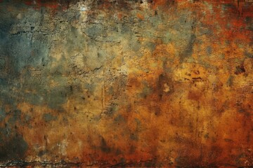 Canvas Print - heavily painted rusted metal surface with texture. Generative AI