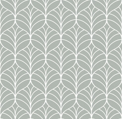 Sticker - Modern floral art deco seamless pattern. Vector damask illustration with leaves. Decorative botanical background.