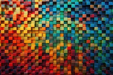 Wall Mural - colorful background composed of various colored squares. Generative AI