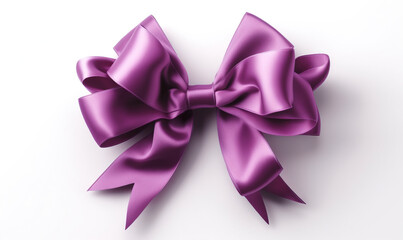 Wall Mural -  a large purple bow on a white background with a clipping path to the top of the bow and the bottom of the bow to the bottom of the bow.  generative ai