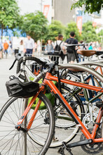 Bikes Locked Up At University Campus