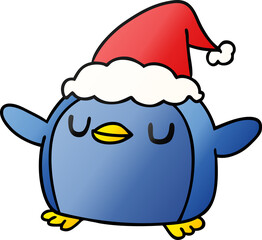 christmas gradient cartoon of kawaii penguin