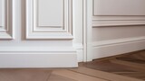 Fototapeta  - house detail design wooden floor and wall moulding treatment detail daytime, image ai generate
