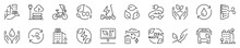 Line Icons About Green City. Sustainable Development. Thin Line Icon Set. Symbol Collection In Transparent Background. Editable Vector Stroke. 512x512 Pixel Perfect.