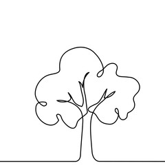 tree plant doodle outline vector forest environment. continuous one line tree plant for eco, nature,