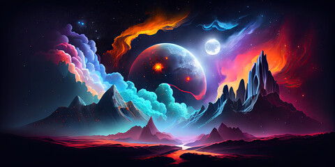 Wall Mural - alien world, deep space landscape