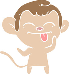 funny flat color style cartoon monkey