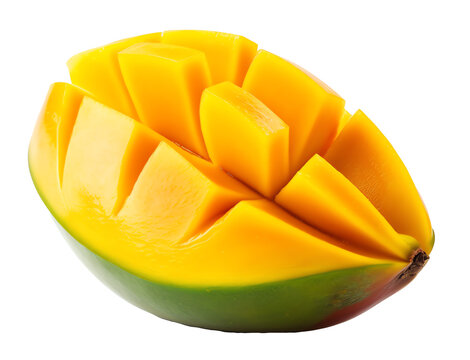 Wall Mural -  - mango cut in half isolated on transparent background