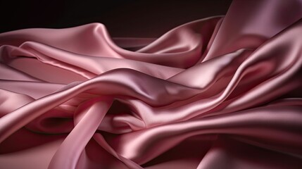 Luxurious Pink Silk Fabric: A Smooth, Soft, and Shiny Texture with Waves of Velvet and Satin: Generative AI