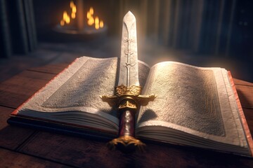 The Bible Word of God Sword the Gospel of Salvation Generative AI Illustration