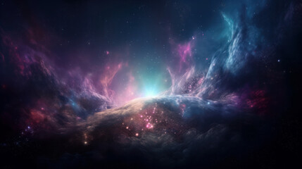 Wall Mural - Magic color galaxy space background. Illustration Generative AI.