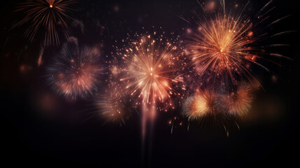 Wall Mural - Dark Holiday Firework Background. Illustration AI Generative.