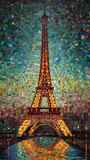 Fototapeta Paryż - Digital abstract painting of the eiffel tower