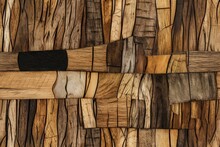 A Rustic, Earthy Texture Using Natural Wood And Bark On A Decorative Wall Hanging, Seamless Pattern Generative AI